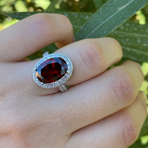 Jewelry - NEW 925 Sterling Silver Red Stone Ring